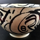 smith_1986_6.75_IMG_3297_w, Small Black and White Bowl, Anne Smith, Ceramics, 1986, AnneSmith, Gallery East, Gallery East Boston
