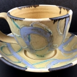 smith_1989_6_IMG_3266_w, Blue and Yellow Cup and Saucer, Anne Smith, Ceramics, 1989, AnneSmith, Gallery East, Gallery East Boston