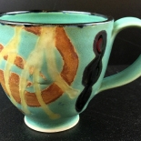 smith_1991_cup_IMG_3304_w, Green Cup and Saucer, Anne Smith, Ceramics, 1991, AnneSmith, Gallery East, Gallery East Boston