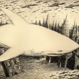 06_artem_mirolevich_shark_in_the_city__w, Shark in the City,  Artem Mirolevich, 2013, Etching, Mirolevich, Gallery East, Gallery East Boston