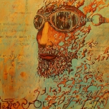 17_artem_mirolevich_goggleman_w, Goggleman , Artem Mirolevich, 2015, Mixed  media on canvas, Mirolevich, Gallery East, Gallery East Boston