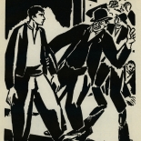 1924_masereel_bk_pg14_dlw, Die Passion Eines Menschen, Page 14, Frans Masereel, 1924, Woodcut, Gallery East, Galley East Network