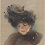 29_1910_veiled_lady_knoefel_ludwig_w, Veiled Lady, Ludwig Knoefel, 1910, Lithograph, Gallery East, Knoefel, Gallery East Network
