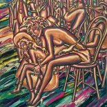 07_magnus_johnstone_1995_chik_love_11x14_w, Chick Love, Magnus Johnstone, Magnus, 1994, Oil on masonite, Gallery East, Gallery East Netwo