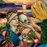 01_magnus_johnstone_1994_bomb_baby_8.5x11_w, Bomb Baby, Magnus Johnstone, Magnus, 1994, Oil on masonite, Gallery East, Gallery East Boston