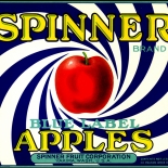 1930c_label_spinner_apples_9x10_dlw, Spinner Brand Apples, 1930c, Lithograph, Advertising Label, Gallery East, Gallery East Network