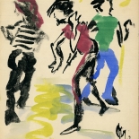 dancing_darling_jack_1981_8.25x10.25_w, Dancing, Jack Darling, 1981, Acrylic on cardboard, Gallery East, Original Art, Paintings, Darling, Gallery East Network