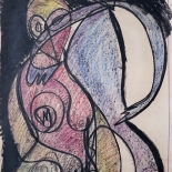 alford_gina_duane_1980_30x48_w, Gina with Duane, Al Ford, 1980, Original Art, Pastels, Gallery East, Ford, Gallery East Network