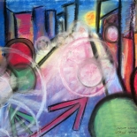 alford_night_lights_1978_01w, Night Lights, Al Ford, 1978, Original Art, Pastels, Gallery East, Ford, Gallery East Network