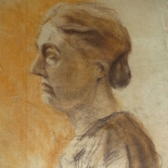 alford_old_woman.jpg, Self Portrait, Al Ford, Pencil and charcoal on paper, 1958, Drawings, Original Art, Gallery East, Ford, Gallery East Network