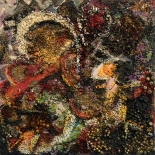 savarino_1989_dust&shadow_20x20w, Dust and Shadow, Paola Savarino, 1989, Mixed media on canvas, Savarino, Gallery East, Gallery East Boston