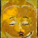 savarino_2007_yellow_golden_buddha_4x4w, 2007, Encaustic on canvas, Gallery East, Gallery East Boston, Paola Savarino, Sarvino, Yellow Golden Buddha