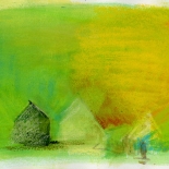 savarino_1992_landscapes_08_6.5x10.5w, Landscape 09, Paola Savarino, 1992, Watercolor and colored pencil, Savarino, Gallery East, Gallery East Boston