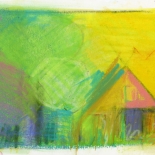 savarino_1992_landscapes_11_6.5x10.5w, Landscape 11, Paola Savarino, 1992, Watercolor and colored pencil, Savarino, Gallery East, Gallery East Boston