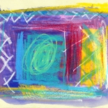 savarino_2002_shapes&letters_01_7x9.5w, Shapes & Letters 01, Paola Savarino, 2002, Watercolor and colored pencil, Savarino, Gallery East, Gallery East Boston