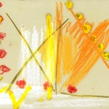 savarino_2002_shapes&letters_02_7.5x11w, Shapes & Letters 02, Paola Savarino, 2002, Watercolor and colored pencil, Savarino, Gallery East, Gallery East Boston