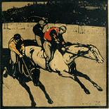 1898_nicholson_12sports03_7.75x7.75_dlw, March Racing, William Nicholson, Nicholson, Beggarstaff, An Almanac of Twelve Sports, 1898, Lithograph, Gallery East, Gallery East Network