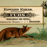 1877_vtc_kakas_furs_2.75x4.25_dlw, Art Nouveau, Kakas Furs, L. PRANG & Co, Victorian Trade Card, 1877, Lithograph, Objets d'art, Gallery East, Objets, Gallery East Network
