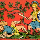 1878_vtc_prang_red_series2_2.5x3.75_dlw, Art Nouveau, Clark Gladiator, L Prang & CO, Victorian Trade Card, 1878, Lithograph, Objets d'art, Gallery East, Objets, Gallery East Network