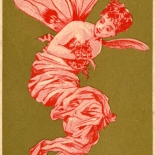 1880c_vtc_pink_fairy_2x4.75_dlw, Art Nouveau, Pink Fairy, W&J Leonard, Victorian Trade Card, c 1890, Lithograph, Objets d'art, Gallery East, Objets, Gallery East Network