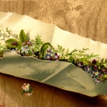 1885_vtc_prang_merit_card_3x4.25_dlw, Art Nouveau, Flower Merit Card, L Prang & CO, Victorian Trade Card, 1885, Lithograph, Objets d'art, Gallery East, Objets, Gallery East Network