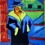 06_1990_tomasino_spanish_guardian_w, Spanish Guardian, Walter Tomasino, 1990, Watercolor on paper, Back Alley Machismo, Expressionist, Punk, Homoerotic Art. Gallery East, Tomasino, Gallery East Network