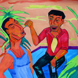 19_2008_tomasino _roccos_party_w, Rocco's Party, Walter Tomasino, 2008, Watercolor on paper, Back Alley Machismo, Expressionist, Punk, Homoerotic Art. Gallery East, Tomasino, Gallery East Network
