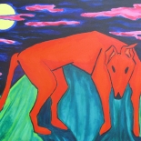 img_5488, Walter Tomasino, The Night of the Orange Dog, 2006, Acrylic on canvas, Hungry Canines, Gallery East, Expressionist, Punk, Tomasino, Gallery East Network
