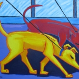 img_5499, Walter Tomasino, Sniffing Dog Patrol, 2007, Acrylic on canvas, Hungry Canines, Gallery East, Expressionist, Punk, Tomasino, Gallery East Network