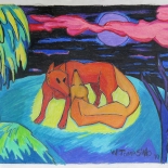 img_5515, Walter Tomasino, Wolves under a purple moon, 2010, Acrylic on canvas, Hungry Canines, Gallery East, Expressionist, Punk, Tomasino, Gallery East Network
