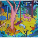 img_5526, Walter Tomasino, Dogs in the Woods at Night, 2010, Acrylic on canvas, Hungry Canines, Gallery East, Expressionist, Punk, Tomasino, Gallery East Network