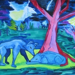 img_5594, Walter Tomasino, Wolves in a Storm, 2009, Acrylic on canvas, Hungry Canines, Gallery East, Expressionist, Punk, Tomasino, Gallery East Network
