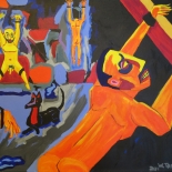 02_2014_tomasino_secret_prisoners_w, Walter Tomasino, 2014, Acrylic on canvas, Secret Prisoners, Expressionist, Punk, Gallery East, Tomasino, Gallery East Network