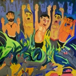03_2014_tomasino_jails_in_the_jungle_w, Jails in the Jungle, Walter Tomasino, 2014, Acrylic on canvas, Secret Prisoners, Expressionist, Punk, Gallery East, Tomasino, Gallery East Network