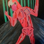 05_2014_tomasino_accused_man_in_a_cage_w, Accused Man in a Cage, Walter Tomasino, 2014, Acrylic on canvas, Secret Prisoners, Expressionist, Punk, Gallery East, Tomasino, Gallery East Network